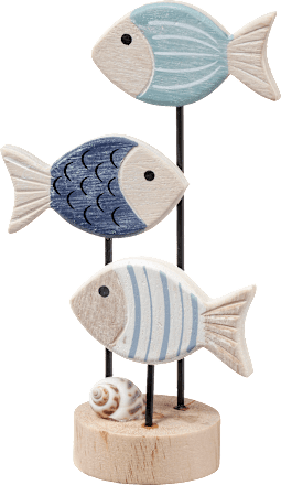 Holzaufsteller drei Fische, blau-natur Dekorieren & Einrichten