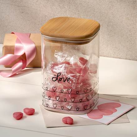 Glasvorratsdose "Love" mit Bambusdeckel Dekorieren & Einrichten
