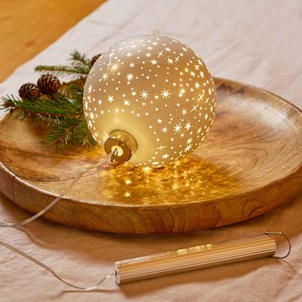LED-Kugel Sternenglanz zum Hängen (12 cm), warm-weiß Dekorieren & Einrichten