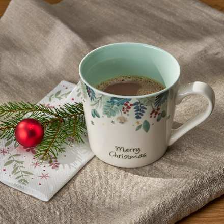 Kaffeebecher "Merry Christmas", weiß-mint Dekorieren & Einrichten
