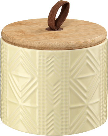Vorratsdose aus Keramik mit Bambusdeckel, gemustert gelb (500 ml) keine Marke