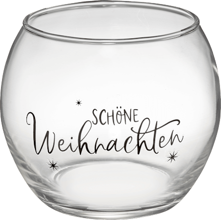 Kerzenhalter aus Glas "Schöne Weihnachten", rund, klar Dekorieren & Einrichten