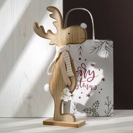 Holzaufsteller Elch mit Schal  Dekorieren & Einrichten