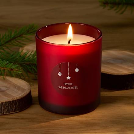 Duftkerze im Glas "Frohe Weihnachten", rot Dekorieren & Einrichten