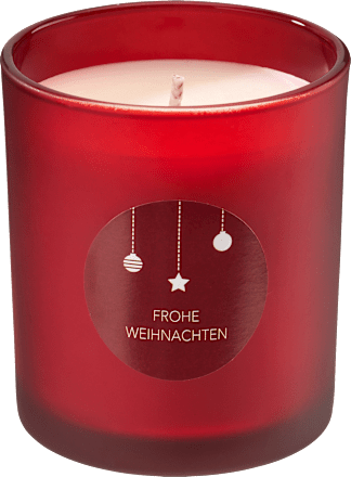 Duftkerze im Glas "Frohe Weihnachten", rot Dekorieren & Einrichten