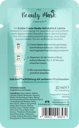 Bubble Creme Maske Aktivkohle & Lakritz THE Beauty Mask COMPANY
