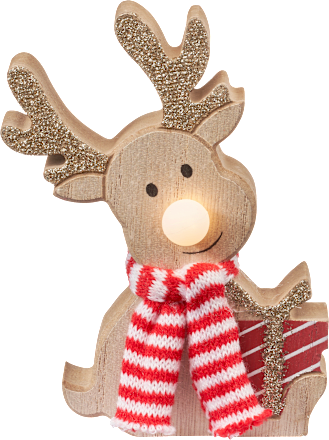 Holzelch mit LED-Nase, braun-rot Dekorieren & Einrichten