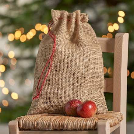 Geschenksack, Jute mit rotem Band Dekorieren & Einrichten