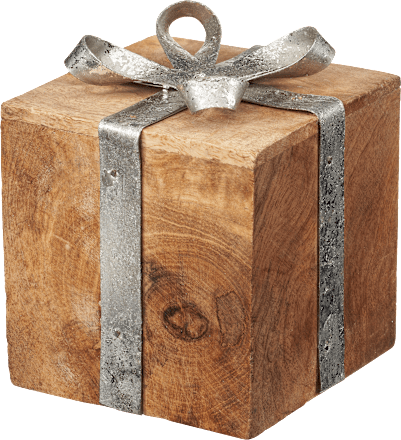 Holzgeschenk mit silberner Schleife Dekorieren & Einrichten