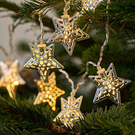 LED Lichterkette, Sterne, silber (10er) Dekorieren & Einrichten