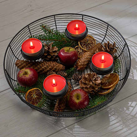 Metallkerzenhalter/Dekoschale für vier Kerzen, schwarz Dekorieren & Einrichten