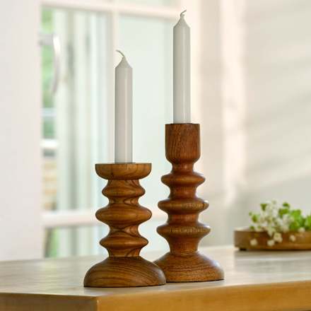 Stabkerzenhalter aus Holz (10x10x15cm) keine Marke