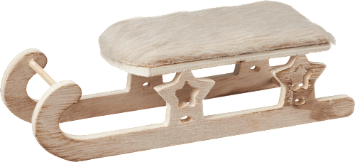 Holzschlitten mit Sternen & Fell, beige Dekorieren & Einrichten