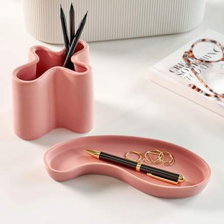 Stiftehalter aus Keramik, altrosa (9,5x12,5x10cm) keine Marke