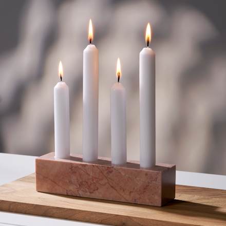 Stabkerzenhalter aus Marmor rosa keine Marke