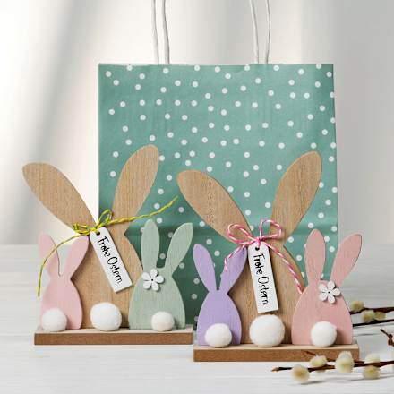 Holzhase "Frohe Ostern" Dekorieren & Einrichten