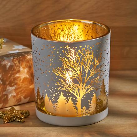 Kerzenhalter aus Glas, Winterlandschaft Dekorieren & Einrichten