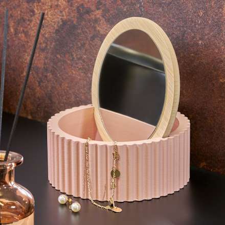 Schmuckdose aus Holz mit Spiegel, altrosa (15x15x9cm) Dekorieren & Einrichten