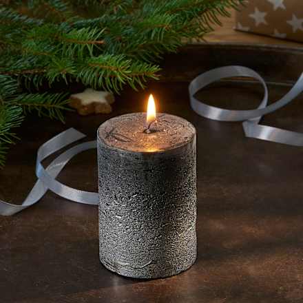 Kerze 100/70, schwarz-silber Dekorieren & Einrichten