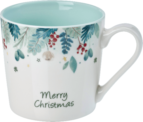 Kaffeebecher "Merry Christmas", weiß-mint Dekorieren & Einrichten