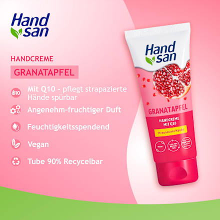 Handcreme Granatapfel mit Q10, strapazierte Hände Handsan