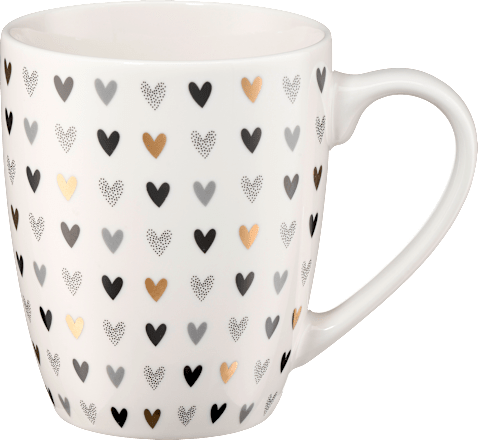 Kaffeebecher, Herzen, weiß-schwarz-gold-silber Dekorieren & Einrichten