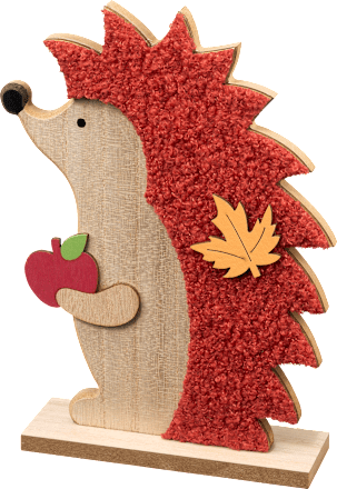 Holzaufsteller Igel mit Teddyfell, rot-braun Dekorieren & Einrichten