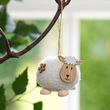 Wollschaf mit Blümchenapplikation, creme Dekorieren & Einrichten