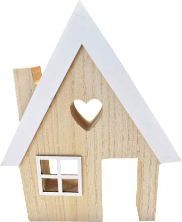 Holzaufsteller Haus natur-weiß mit Herzfenster keine Marke