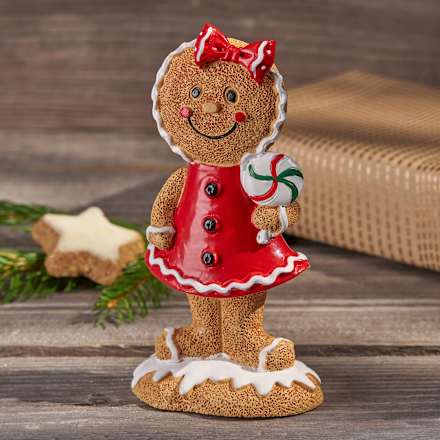 Polylebkuchenmännchen, Mädchen, braun-rot-grün-weiß Dekorieren & Einrichten