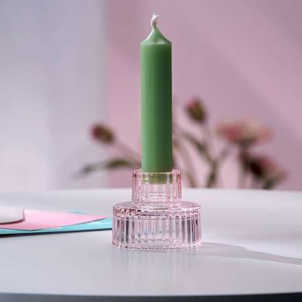Kerzenhalter aus Glas 2in1, rosa (4x5,5x8 cm) Dekorieren & Einrichten