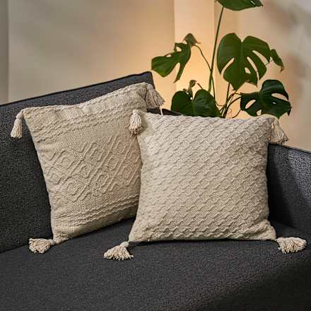 Kissen mit Quasten, creme (45x45 cm) keine Marke