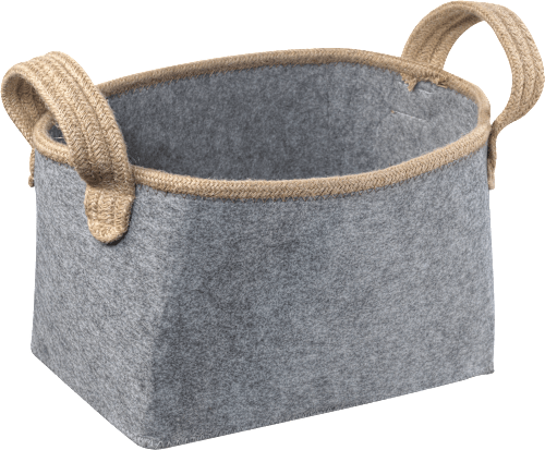 Filzkorb grau mit braunen Henkeln Dekorieren & Einrichten