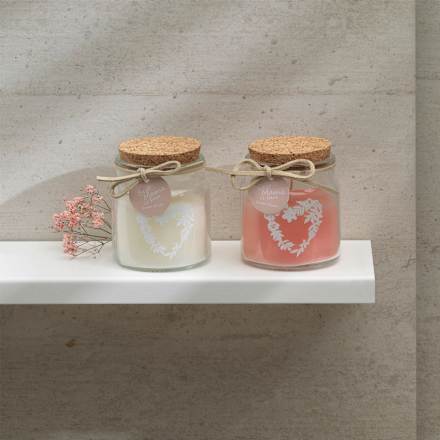 Kerzenglas gefüllt mit Korkdeckel, rosa keine Marke