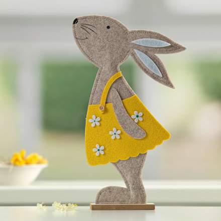 Filzaufsteller Hase groß, beige-gelb keine Marke