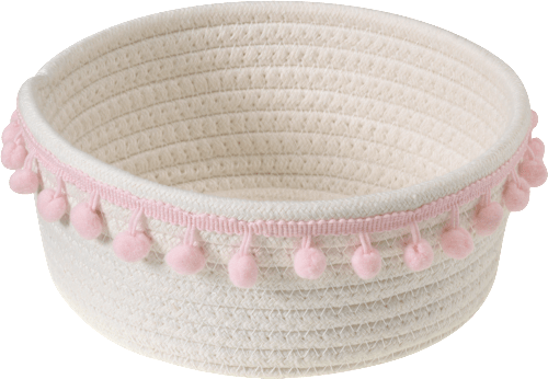 Stoffkorb Pompom weiß-rosa keine Marke