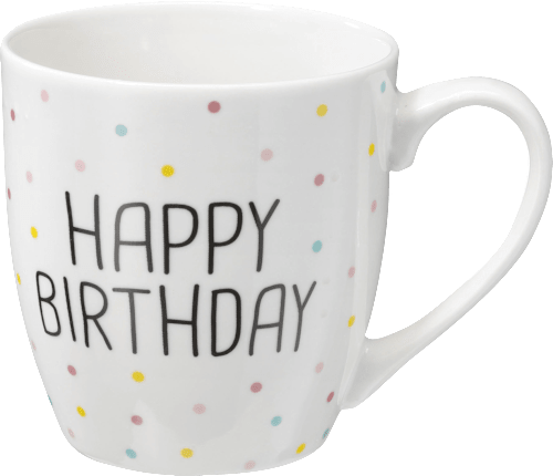 Kaffeebecher Jumbo Happy Birthday mit Punkten BOLTZE