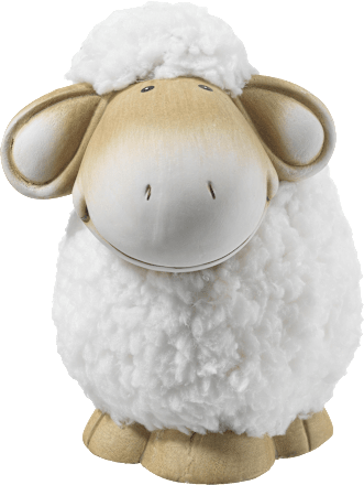 Keramikschaf mit Wolle weiß-natur Dekorieren & Einrichten