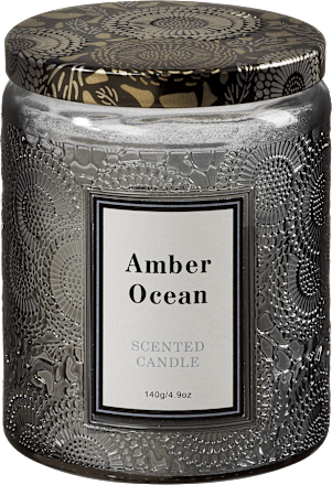Duftkerze im Glas mit Metalldeckel, Bamboo Ginger & Amber Ocean, schwarz Dekorieren & Einrichten