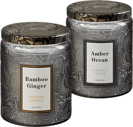 Duftkerze im Glas mit Metalldeckel, Bamboo Ginger & Amber Ocean, schwarz Dekorieren & Einrichten