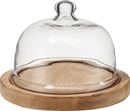 Käseglocke mit Holzbrett und Glasglocke (22,5x22,5x15cm) keine Marke