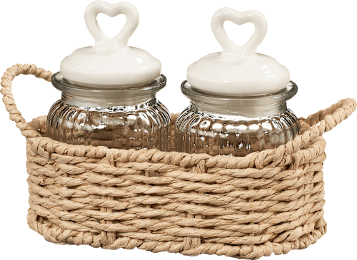 Glasvorratsdosen im Körbchen Dekorieren & Einrichten