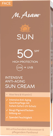 Sonnencreme Gesicht Anti-Aging LSF 50 + beach pillow bag M. Asam