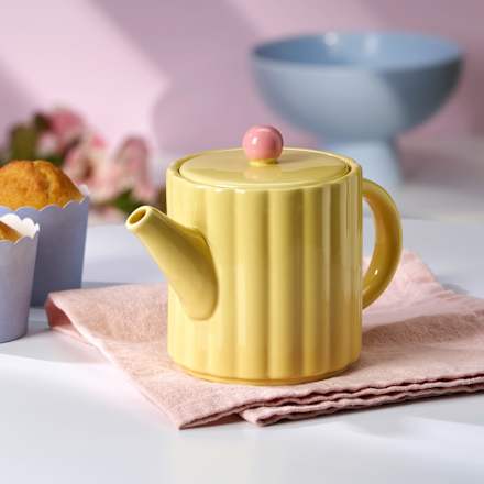 Teekanne aus Keramik, gelb/rosa Dekorieren & Einrichten