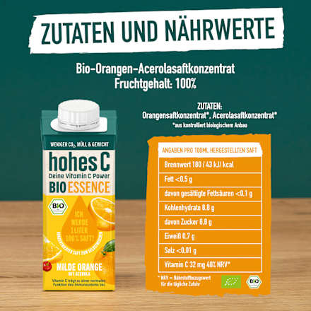 Saft Konzentrat, milde Orange mit Acerola hohes C