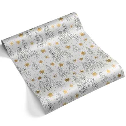 nature Geschenkpapier Kurzrolle "Sterne/Tannenbäume" Profissimo