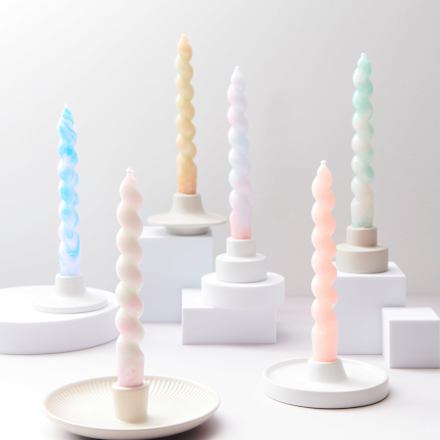 Spiralkerzen, marmoriert, blue marbled RICO DESIGN