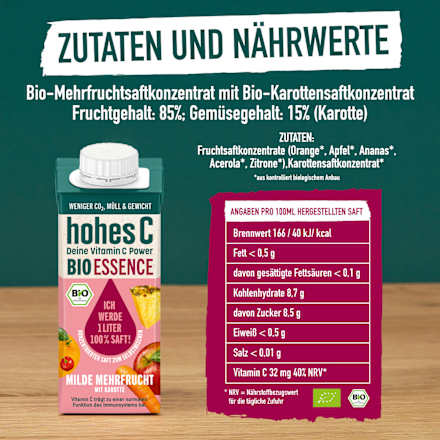 Saft Konzentrat, milde Mehrfrucht mit Karotte hohes C