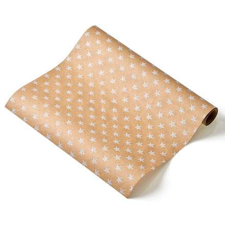 nature Geschenkpapier mit Effekt Natronkraft/weiße Sterne, Kurzrolle Profissimo