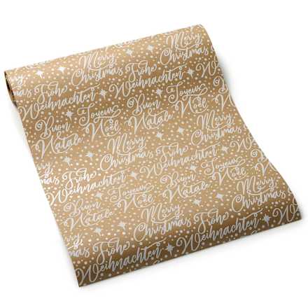 nature Geschenkpapier mit Effekt "Schriftzug Weihnachten", Kurzrolle Profissimo